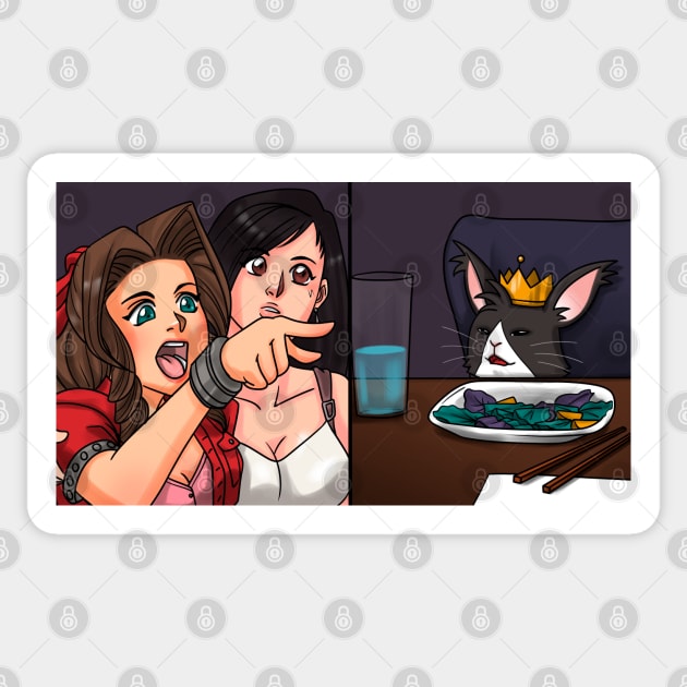 Aerith yelling at a Cait Sith Sticker by RetroFreak